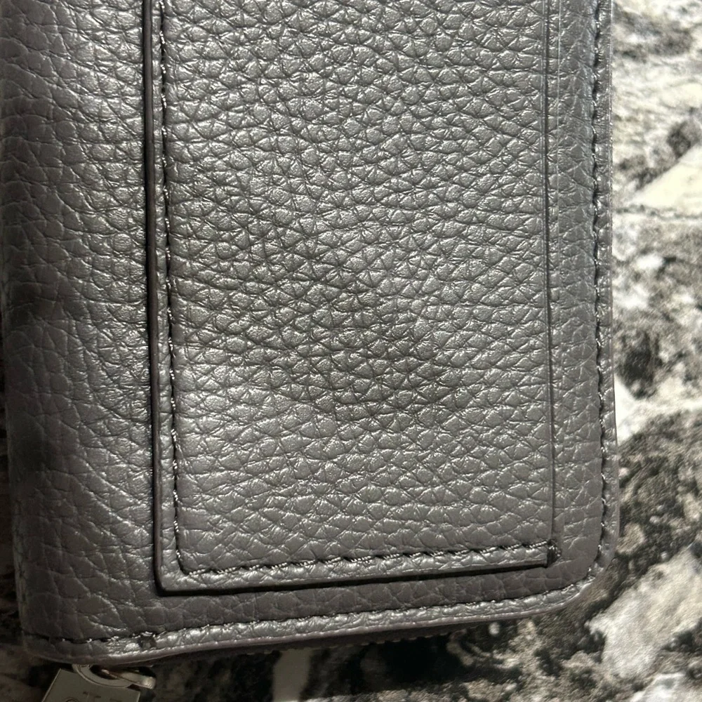 Calvin Klein gray pebbled leather zip wallet
